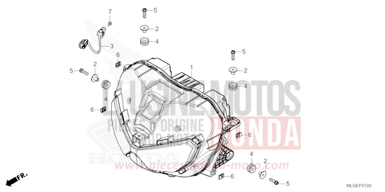 PROJECTEUR (CRF1100A/AL/D) de Africa Twin DCT GRAND PRIX RED (R380B) 2023